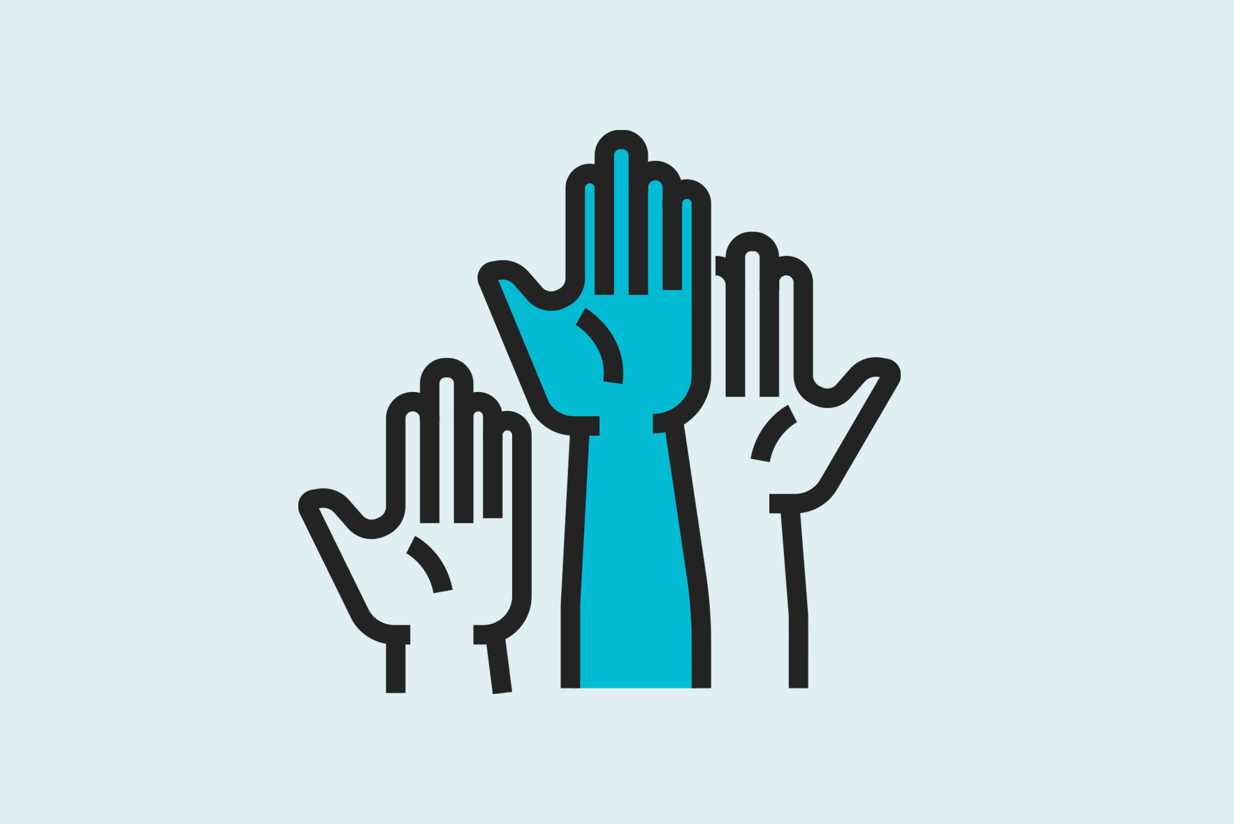 Volunteers raising their hands